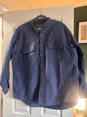 Field & Stream Navy Blue Long-Sleeve Button-Up Shirt XL or XXL